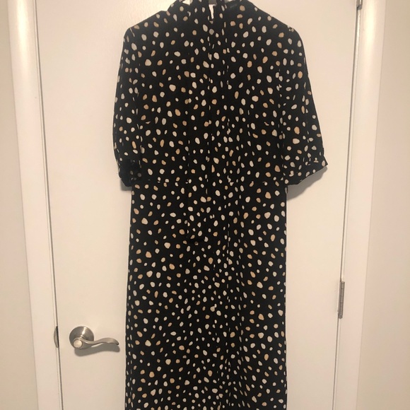 Ann Taylor Dresses & Skirts - Ann Taylor Black Spotted Mock Neck Midi Dress